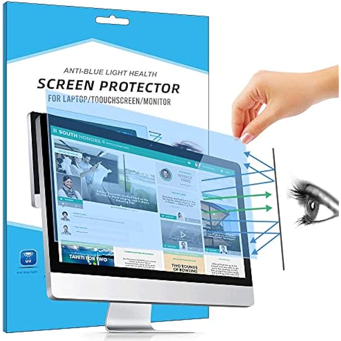 rayihni REMOVABLE 21.5 INCH LAPTOP ANTI BLUE SCREEN PROTECTOR, ANTI GLARE FILTER FILM EYE PROTECTION BLUE LIGHT BLOCKING SCREEN PROTECTOR FOR 21.5" MONITOR DISPLAY 16:9 - Image 1