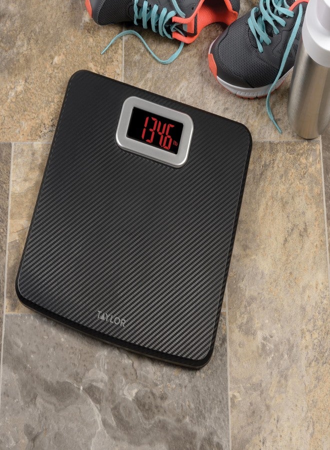 Taylor Digital Bathroom Scale, Body Weight Scale 400 LB Capacity, Carbon Fiber Anti-Slip Mat, 11.8 x 11.8 Inch Platform, Black - Image 4