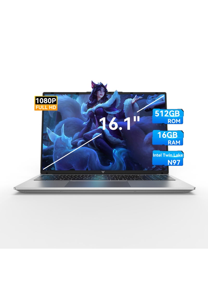 ACEMAGIC Laptop 16-inch intel N97 16GB SO-DIMM DDR4 512GB SSD Windows 11 Pro Type-C/USB3.2/plastic material/WIFI5/Bluetooth5.0  - Image 1