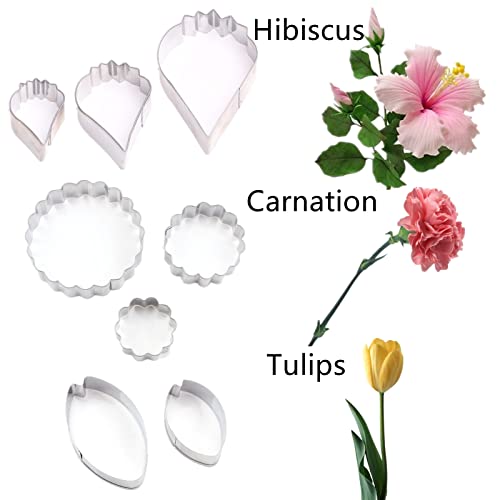 Colorkitchenware 42Pcs Stainless Steel Gum Paste Flower Cutter Set Fondant Flower Cutter Gumpaste Flower Molds Sugarcraft Flower Making Tool for Wedding,Birthday Cake Decorating - Image 2