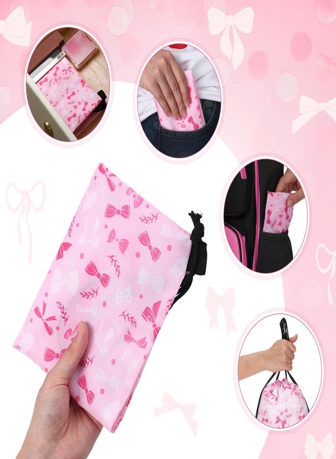Woanger 24 Pcs Pink Bow Gift Drawstring Bags Bulk 11.81 x 9.84 Inch Coquette Party Gift Bags Pink Bow Goodie Waterproof Backpack Coquette Tea Wedding Bridal Engagement Birthday Party Supplies - Image 4