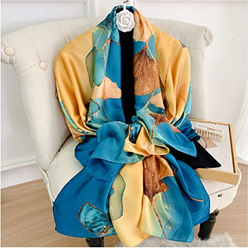 Aufeel Fashion Scarves 100% Satin Silk Scarf Long Lightweight Sunscreen Shawls Wraps for Women Hair Scarves (Luxurious Blue) - Image 3