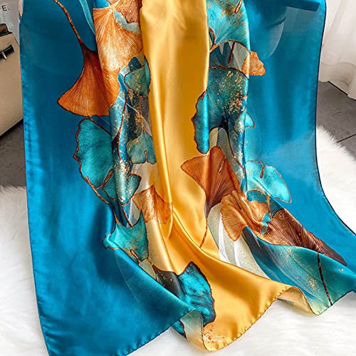 Aufeel Fashion Scarves 100% Satin Silk Scarf Long Lightweight Sunscreen Shawls Wraps for Women Hair Scarves (Luxurious Blue) - Image 5