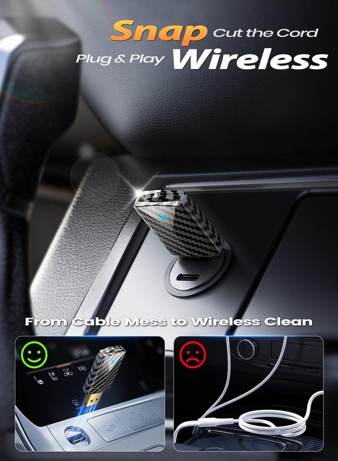 PTGTO Mini Wireless CarPlay Adapter for iPhone & Android Auto (2025 Upgrade), No Delay, Fast & Stable Connection, Plug & Play, Converts Wired to Wireless Carplay Dongle for 2016+ Cars, USB-A/Type-C Port - Image 2