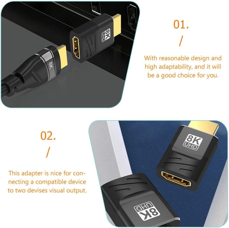 Homoyoyo 8k High-Definition Male to Female Adapter Connector, Alloy Material Interference Avoidance, 2 Cables into 1, Compatible with Tv and PC for Clear Display - Image 3