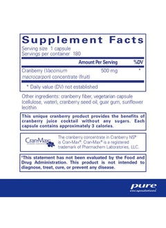 بيور إنكابسيليشن Pure Encapsulations Cranberry NS | مكمل غذائي مضاد للحساسية لدعم صحة المسالك البولية | 180 كبسولة  - Image 2
