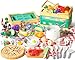 Funpynani 80Pcs Kitchen Playset Toddler Pretend Cooking with Pots Pans Cookware Food Picnic Blanket Fruits Veges Shopping Storage Basket Dessert Learning Gift for Girls Boys White - Image 2