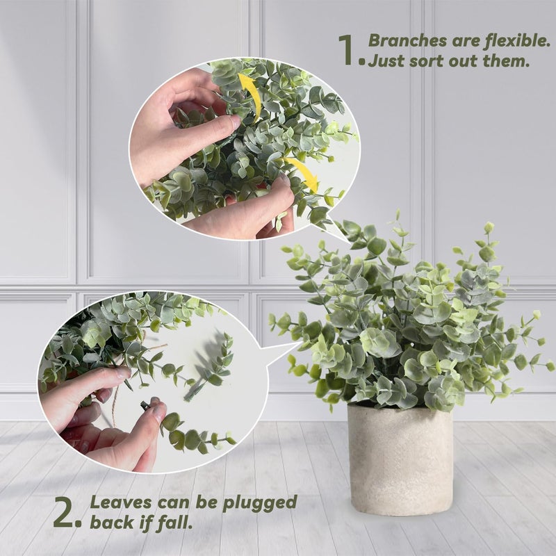 PENGYEE 4 Pack Small Fake Plants for Bathroom Decor, Artificial Plants Indoor, Faux Plants Indoor Eucalyptus Rosemary for Home Kitchen Farmhouse Office Room Decor - Image 5