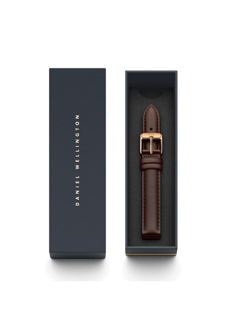 Daniel Wellington Petite Brown Leather Watch Strap – 14mm (0.55 in) Genuine Italian Leather Watch Band for Women, Rose Gold Accents, Comfortable & Timeless Design - Bristol - Image 2