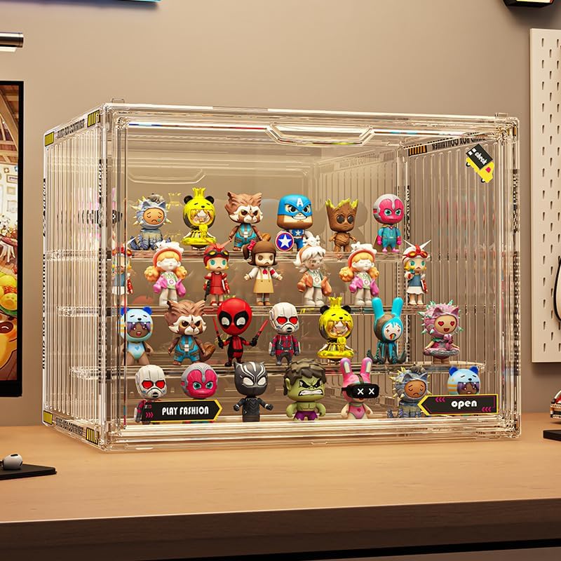 BOHOIDEE 4 Tiers Clear Display Case for Figures Acrylic Storage Organizers Box with Magnetic Door Large Dustproof Showcase for Collectibles Action Figure - Image 1