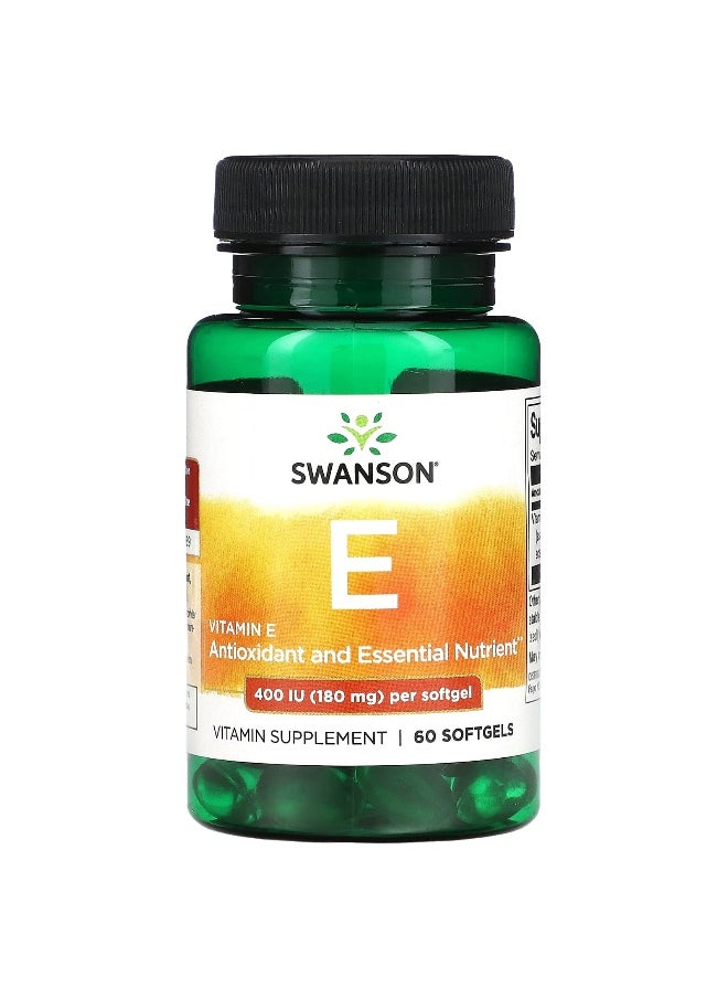 SWANSON - Swanson, Vitamin E, 180 mg (400 IU), 60 Softgels - Image 1