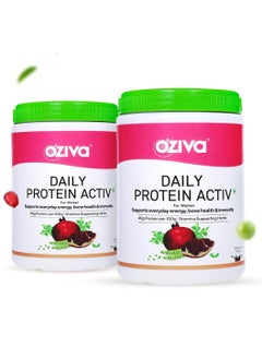 OZiva Daily Protein Activ for Women Protein Powder 120g Protein Probiotics Shatavari Energy Bone Health Hormonal Balance 300g Chocolate Pack 2  - Image 1
