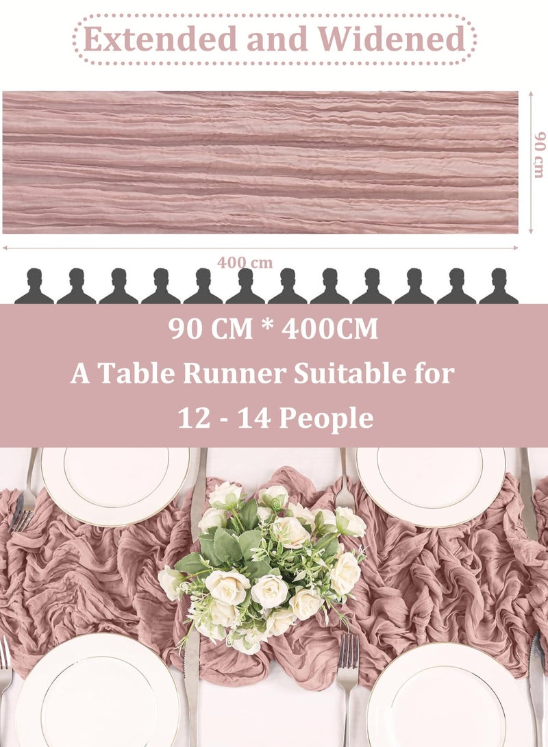 Pink Cheesecloth Table Runner, 90 x 400 cm Gauze Table Decor, Boho Translucent Tablecloth for Wedding Reception Bridal Shower Party Decoration Table Centerpiece  - Image 2