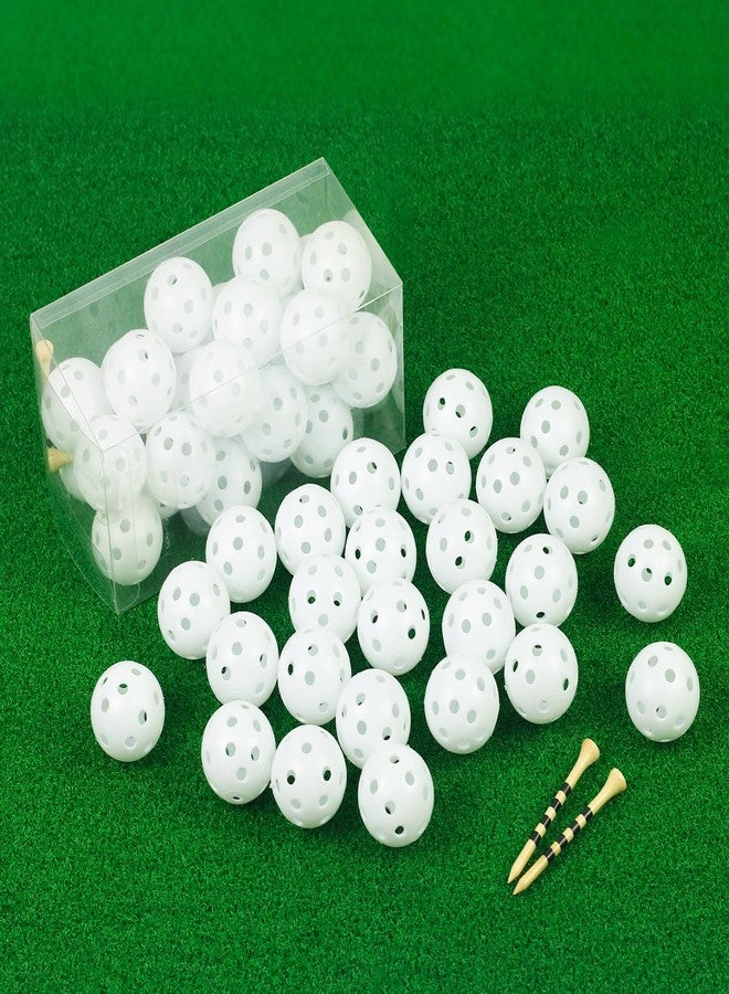 Bac-kitchen 26 Pack Practice Golf Balls, 41mm Hollow Airflow Plastic Golf Balls with Golf Tees, for Indoor Outdoor Driving Range Backyard Swing Practice (White) - Image 1