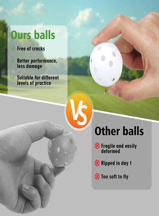Bac-kitchen 26 Pack Practice Golf Balls, 41mm Hollow Airflow Plastic Golf Balls with Golf Tees, for Indoor Outdoor Driving Range Backyard Swing Practice (White) - Image 5