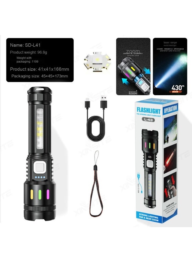 NIBEMINENT High-Intensity Flashlight - Rechargeable Outdoor White Laser High-Intensity Torch