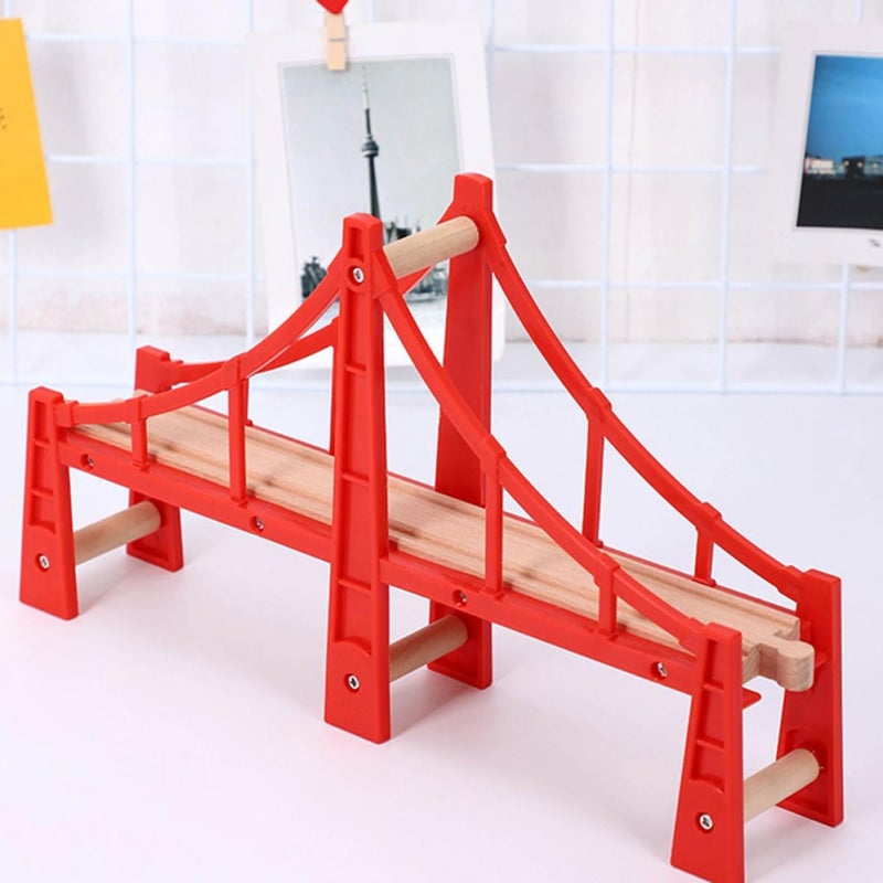 Luxshiny Model Train Bridge Railway Track Accessory Red Suspension Bridge for Compatible with Thomas Trains Educational DIY - Image 4