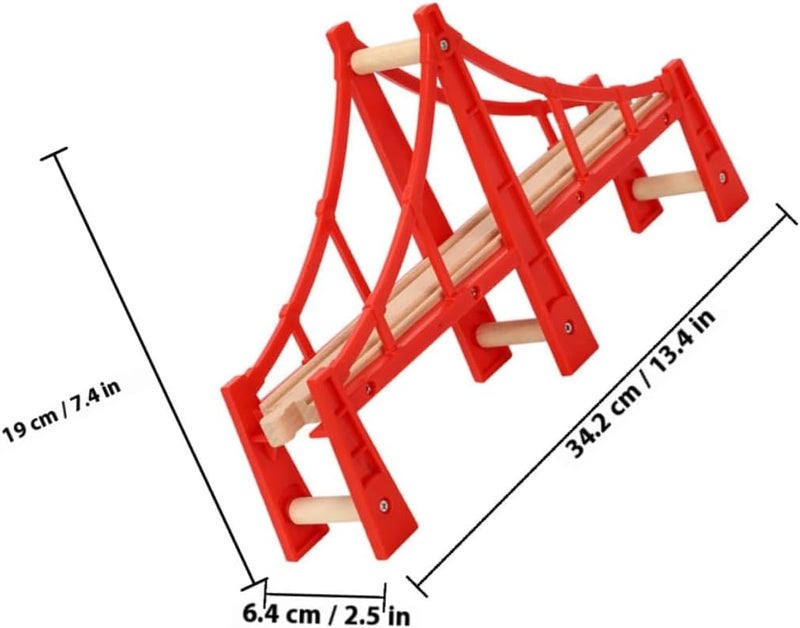 Luxshiny Model Train Bridge Railway Track Accessory Red Suspension Bridge for Compatible with Thomas Trains Educational DIY - Image 2