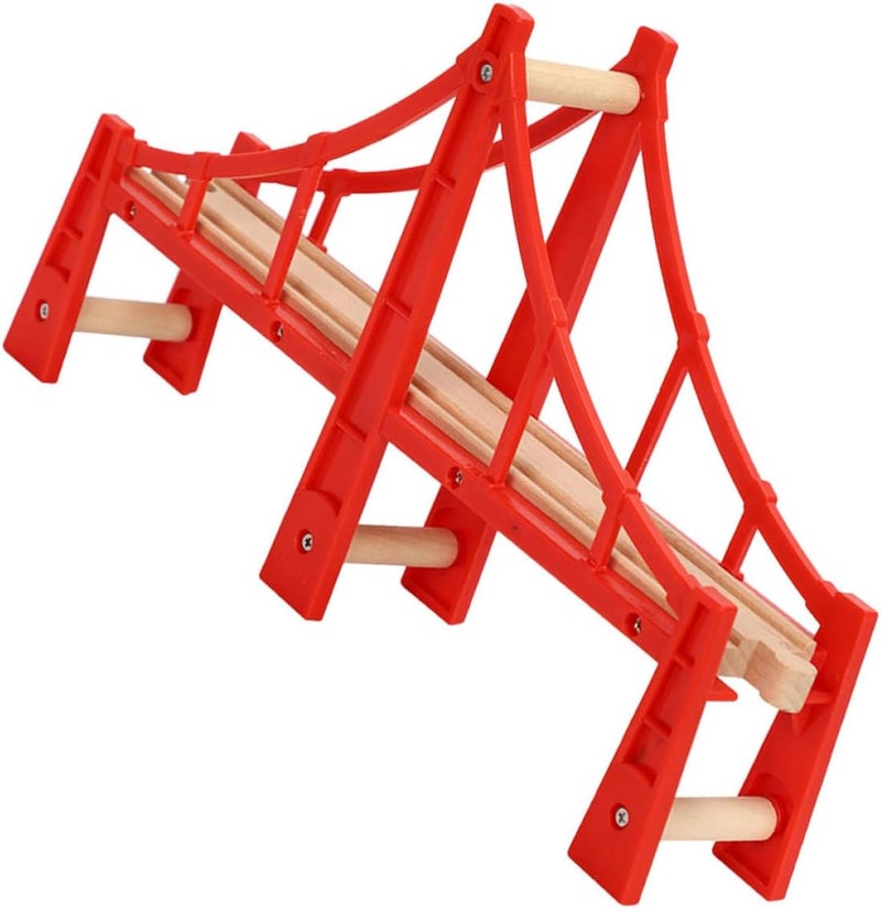 Luxshiny Model Train Bridge Railway Track Accessory Red Suspension Bridge for Compatible with Thomas Trains Educational DIY - Image 1