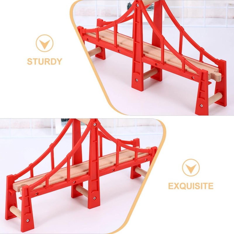 Luxshiny Model Train Bridge Railway Track Accessory Red Suspension Bridge for Compatible with Thomas Trains Educational DIY - Image 3