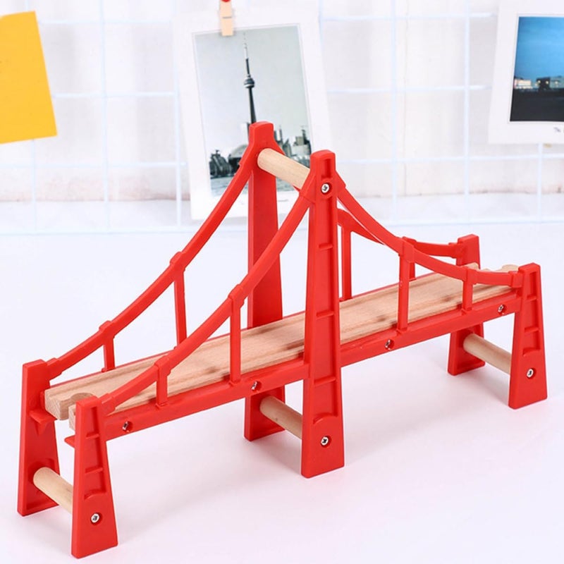 Luxshiny Model Train Bridge Railway Track Accessory Red Suspension Bridge for Compatible with Thomas Trains Educational DIY - Image 5