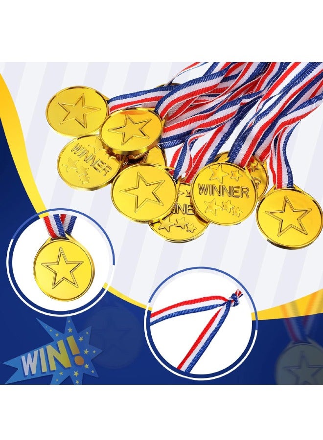 30-Piece Kids Plastic Winner Medals with Ribbon, Winner Award Medals for Kids Sports Awards, Games Competitions, Prizes, Party Favors and Decorations (Gold)  - Image 3