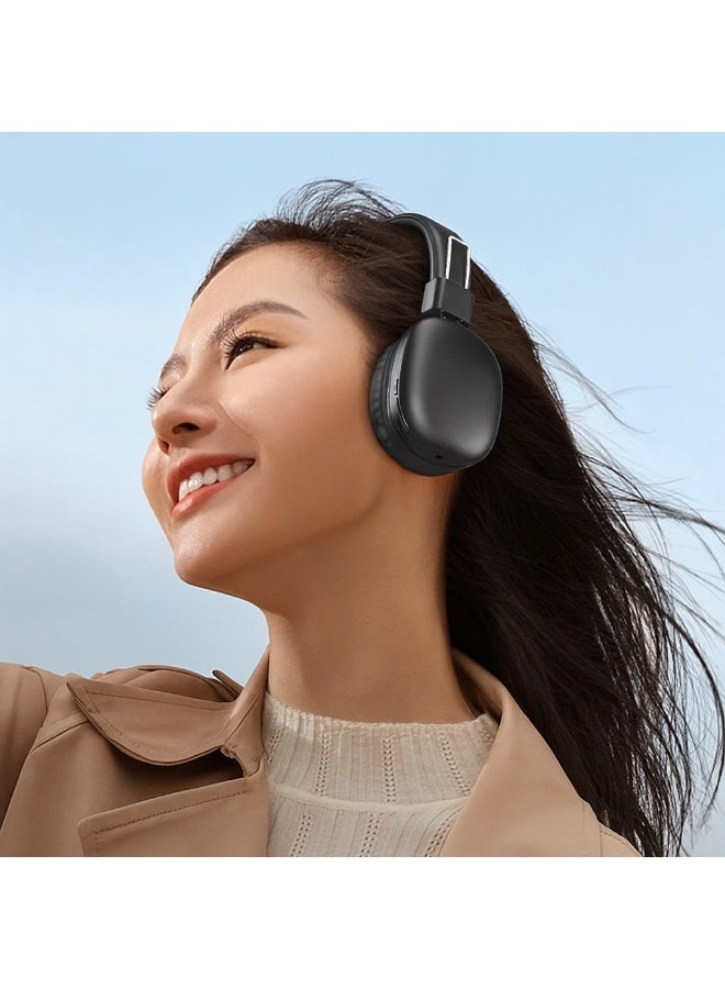 Celebrat A42 Stereo Headphones - Foldable Design - High-Quality HIFI Sound - Up to 21 Hours of Playback - 300mAh Battery - Type-C 5V Input - Full Volume Control - Black - Image 4