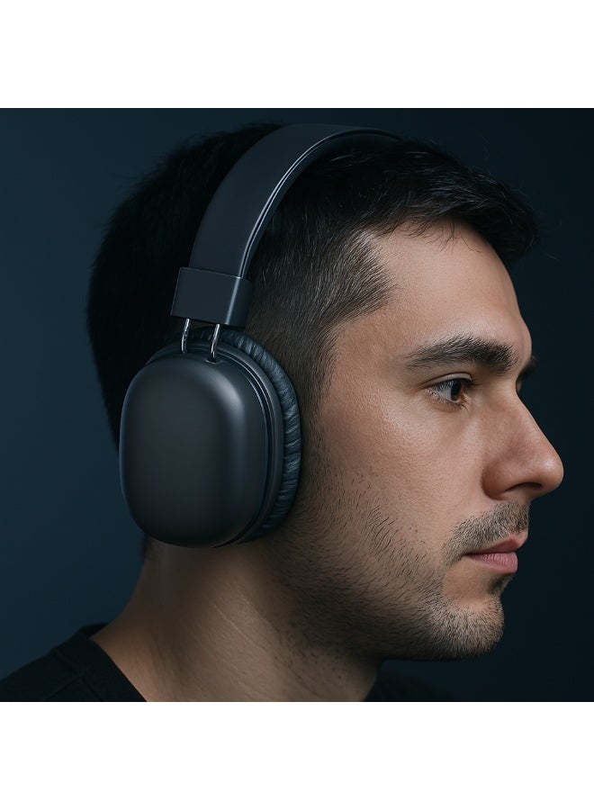 Celebrat A42 Stereo Headphones - Foldable Design - High-Quality HIFI Sound - Up to 21 Hours of Playback - 300mAh Battery - Type-C 5V Input - Full Volume Control - Black - Image 5