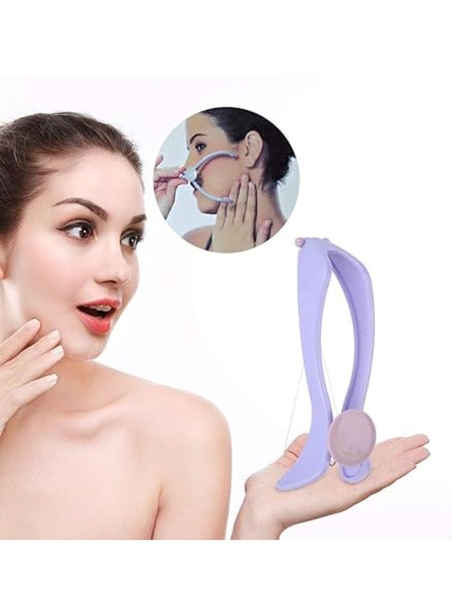 أداة يدوية لإزالة شعر الوجه للنساء مع 10 خيوط قطنية، مزيل شعر بالخيط للشفة العليا والوجه - Image 2