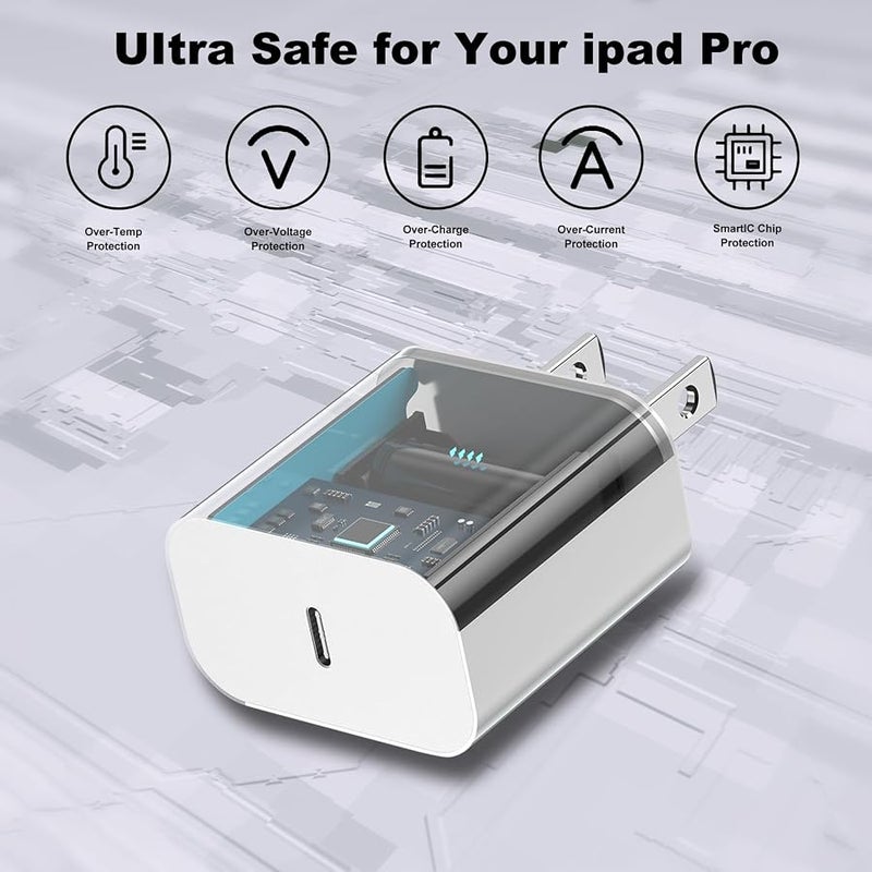 Icseio iPhone 17 16 15 Charger Fast Charging,2Pack 20W Apple iPad USB C Wall Chrager Block with 6FT USB C to C Cable for iPhone 17/Pro/Pro Max/17 Air/ 16/16 Pro/16 Pro Max/15/Plus/Pro/Pro Max (White) - Image 3