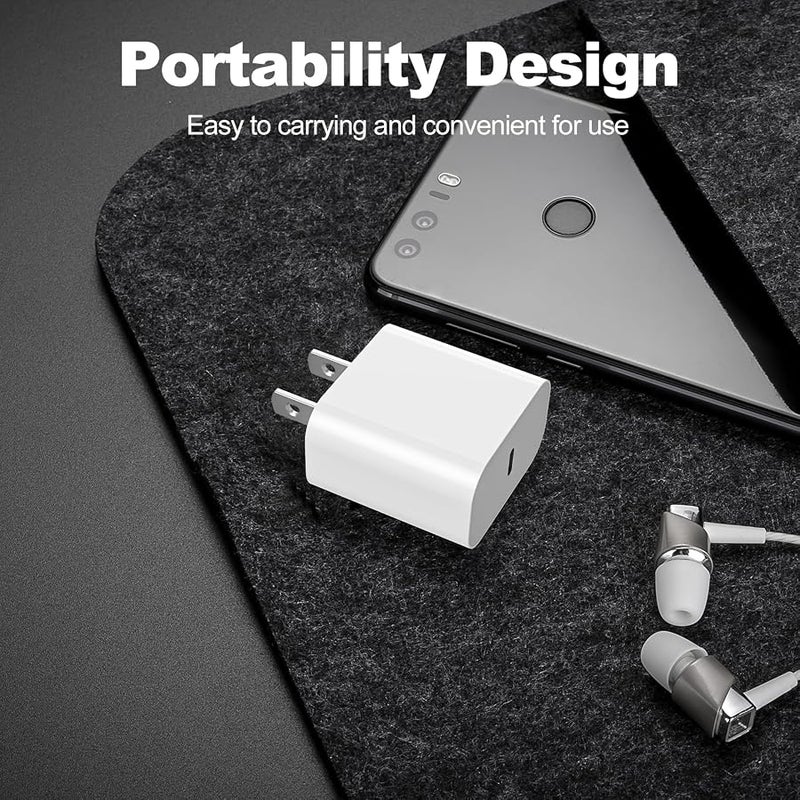 Icseio iPhone 17 16 15 Charger Fast Charging,2Pack 20W Apple iPad USB C Wall Chrager Block with 6FT USB C to C Cable for iPhone 17/Pro/Pro Max/17 Air/ 16/16 Pro/16 Pro Max/15/Plus/Pro/Pro Max (White) - Image 5