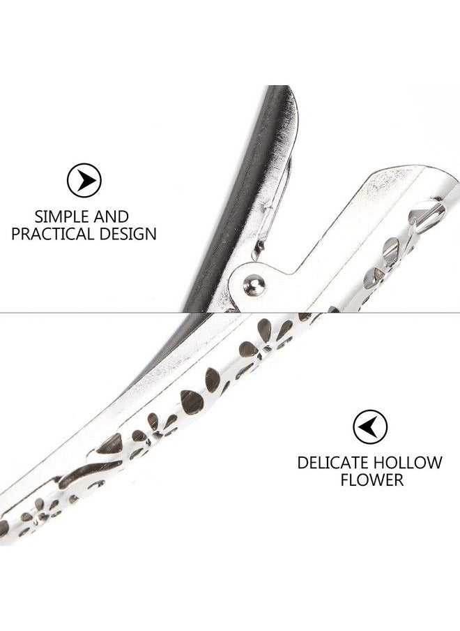 Beaupretty - 4Pcs Duck Bill Hair Clips Hollow Style Metal Alligator Curl Clips Without Teeth Headpiece Hair Accessories For Women Girls ( Silver ) - Image 1