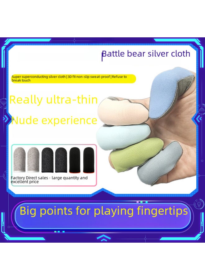 Ultra-thin Cloth Sweat-resistant Touch Screen Finger Sleeves For Gaming 24-needle Fiber Battle Bear Brand-Product Color:Carbon Fiber Black Pair (packing Bag)  - Image 2