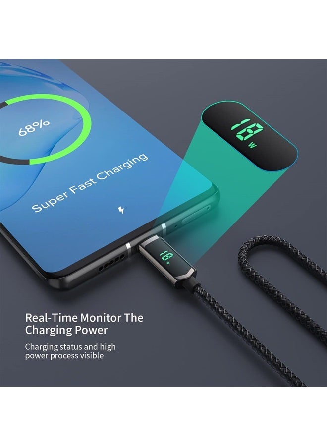 Soopii كابل USB C إلى USB C بقوة 100 واط، كابل نوع C مضفر من النايلون بطول 1 قدم مع شاشة LED لجهاز iPad Mini/Air/Pro، MacBook Pro، Samsung Galaxy S22/S10، Pixel، LG - Image 3