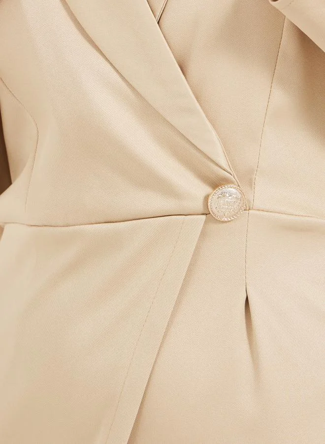 Styli Asymmetrical Wrap Shawl Collar Tailored Romper