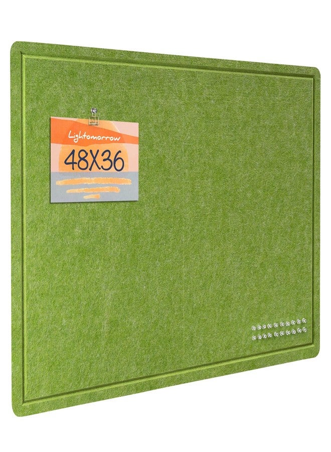 Lightomorrow Large Bulletin Board - 48 x 36 Inches, Decorative Felt Pin Board for Wall - 4' x 3' Foldable Photo Display Board with Self-Adhesive Tape, Includes 20 Push Pins - Foliage Green - Image 1