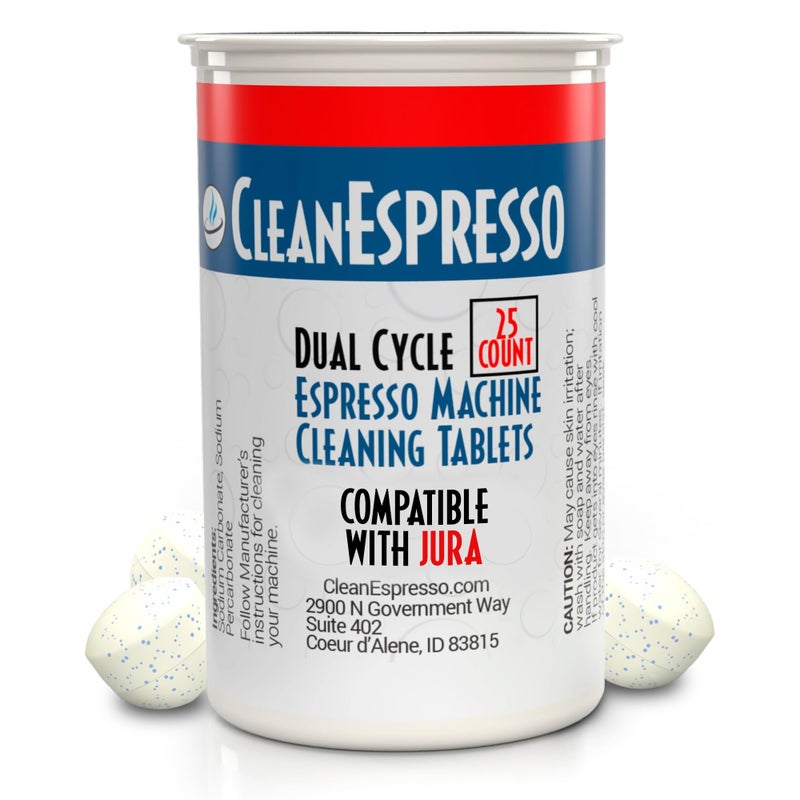 CleanEspresso 25 Cleaning Tablets Designed For Jura Coffee Machines 35g Dual Cycle Espresso Machine Cleaning Tablets for Jura Espresso Machines Coffee Maker Cleaner