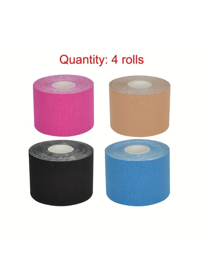 4 Rolls Sports Bandage, Athletic Stretch Tape, Muscle Support Bandage for Athletes, Fitness Sports Tape, Enhances Sports Support Strength, for Running, Fitness, Cycling, Muscle Support. for Wrist, Ankle, Knee, Elbow, Shoulder, etc. W 2inch/5cm - Image 1