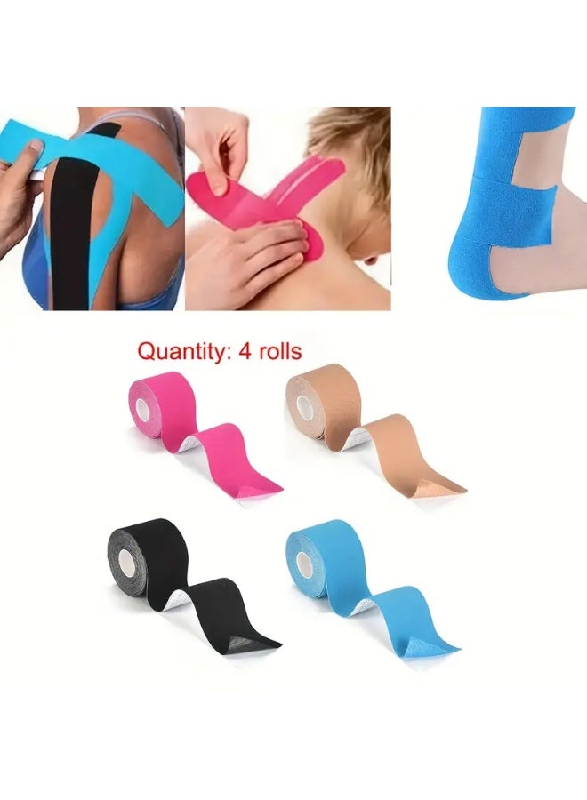4 Rolls Sports Bandage, Athletic Stretch Tape, Muscle Support Bandage for Athletes, Fitness Sports Tape, Enhances Sports Support Strength, for Running, Fitness, Cycling, Muscle Support. for Wrist, Ankle, Knee, Elbow, Shoulder, etc. W 2inch/5cm - Image 2