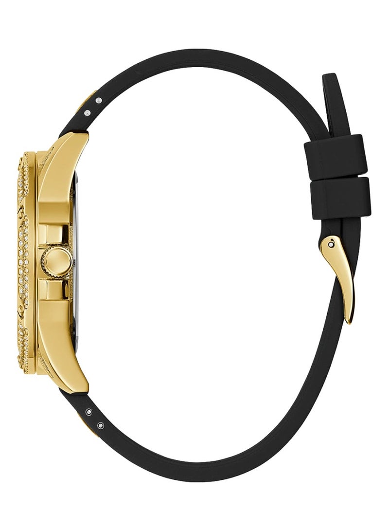 GUESS Queen Women’s Gold Tone Case Black Silicone Watch GW0536L3 - 40mm - Image 2