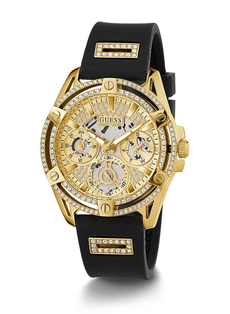 GUESS Queen Women’s Gold Tone Case Black Silicone Watch GW0536L3 - 40mm - Image 5