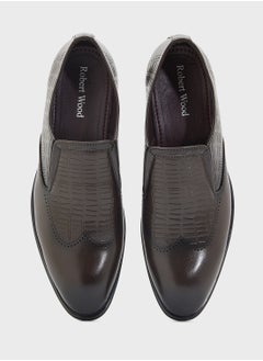 Robert Wood Croc Emboss Formal Slip Ons  - Image 4