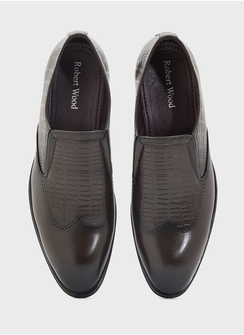 Robert Wood Croc Emboss Formal Slip Ons  - Image 4