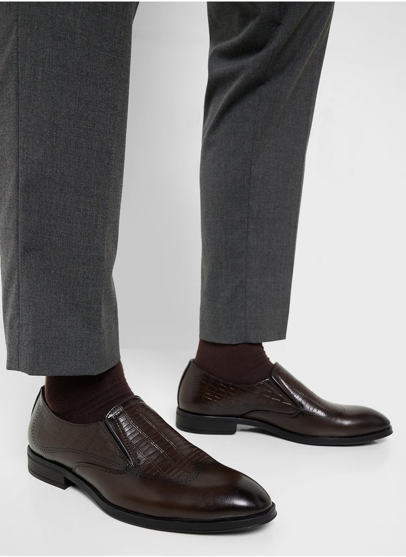 Robert Wood Croc Emboss Formal Slip Ons  - Image 5