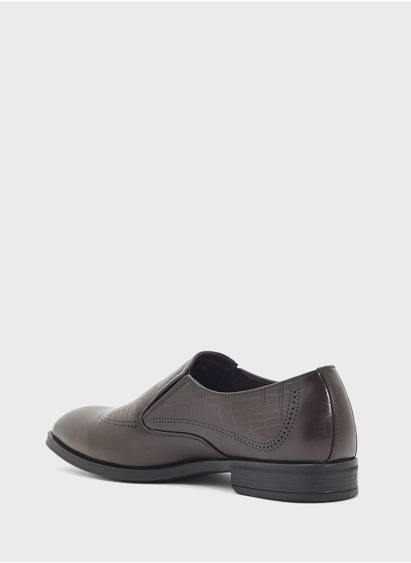 Robert Wood Croc Emboss Formal Slip Ons  - Image 2