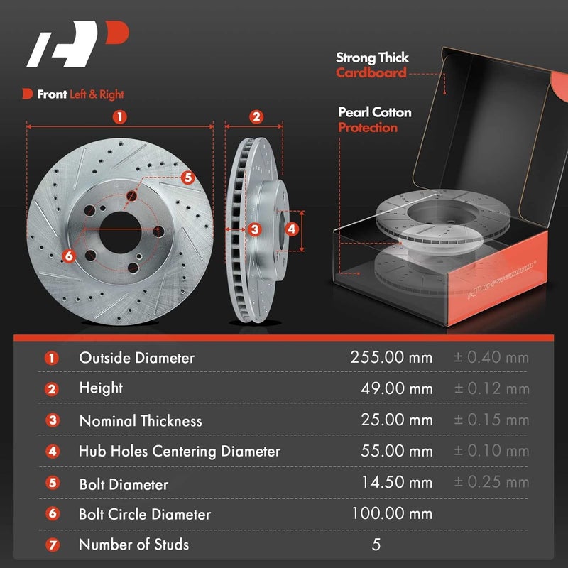 A-Premium Front Drilled and Slotted Brake Rotors and Ceramic Pads Kit - Image 2