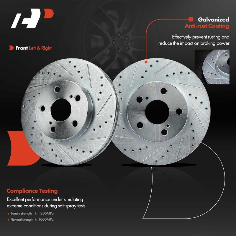 A-Premium Front Drilled and Slotted Brake Rotors and Ceramic Pads Kit - Image 4