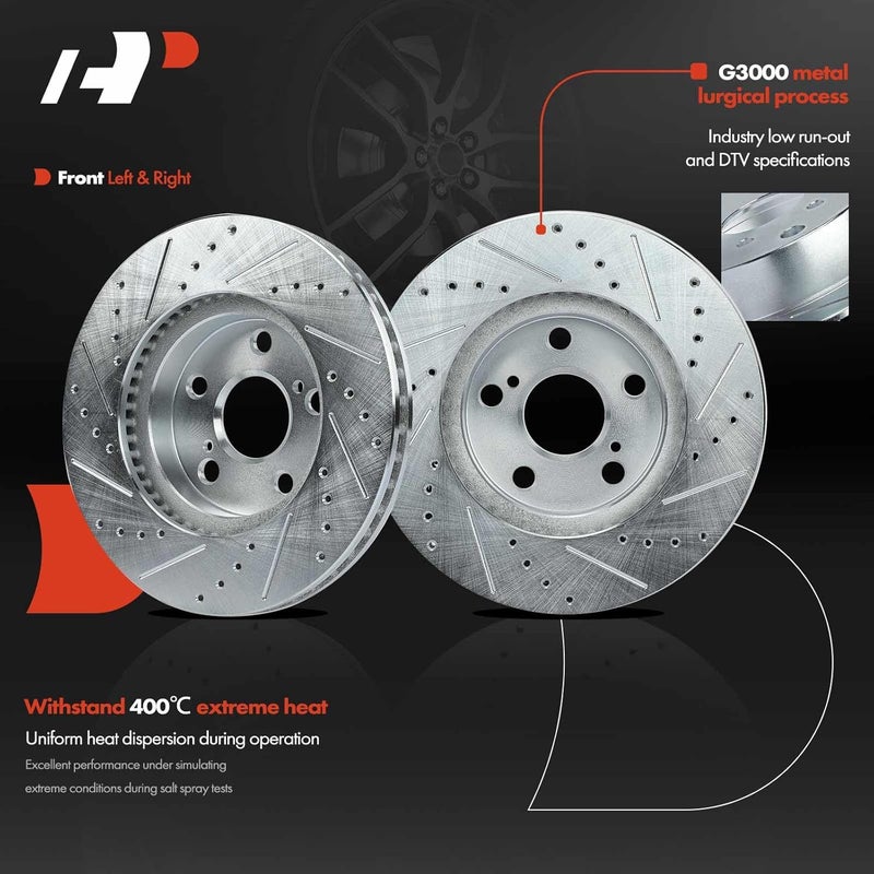 A-Premium Front Drilled and Slotted Brake Rotors and Ceramic Pads Kit - Image 5