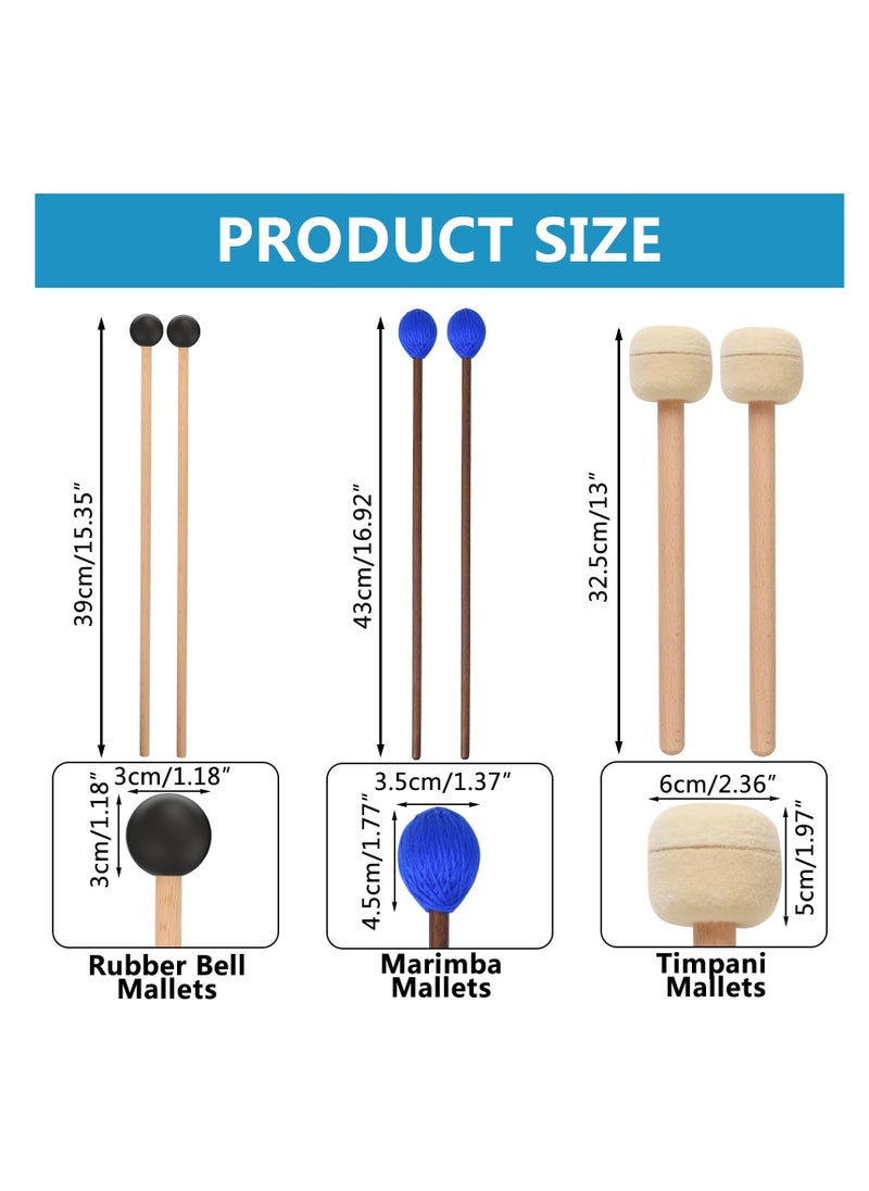 3 Pairs Blue Hard Yarn Marimba Mallets & Black Rubber Bell Mallets, Bass Drum & Glockenspiel Sticks, Xylophone Mallet with Wood Handles for Percussion Instruments - pzsku/ZE64BA5A0336617BFB4C8Z/45/_/1722423030/c4dbb770-fe7f-4bad-ada9-209d408f059f