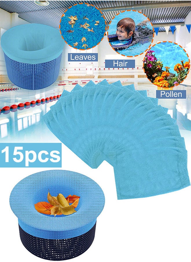 15pcs Pool Skimmer Socks Swimming Pool Filter Socks for Inground Above Ground Pool Fine Mesh Filter Net to Protect Pool from Debris Pollen Hair